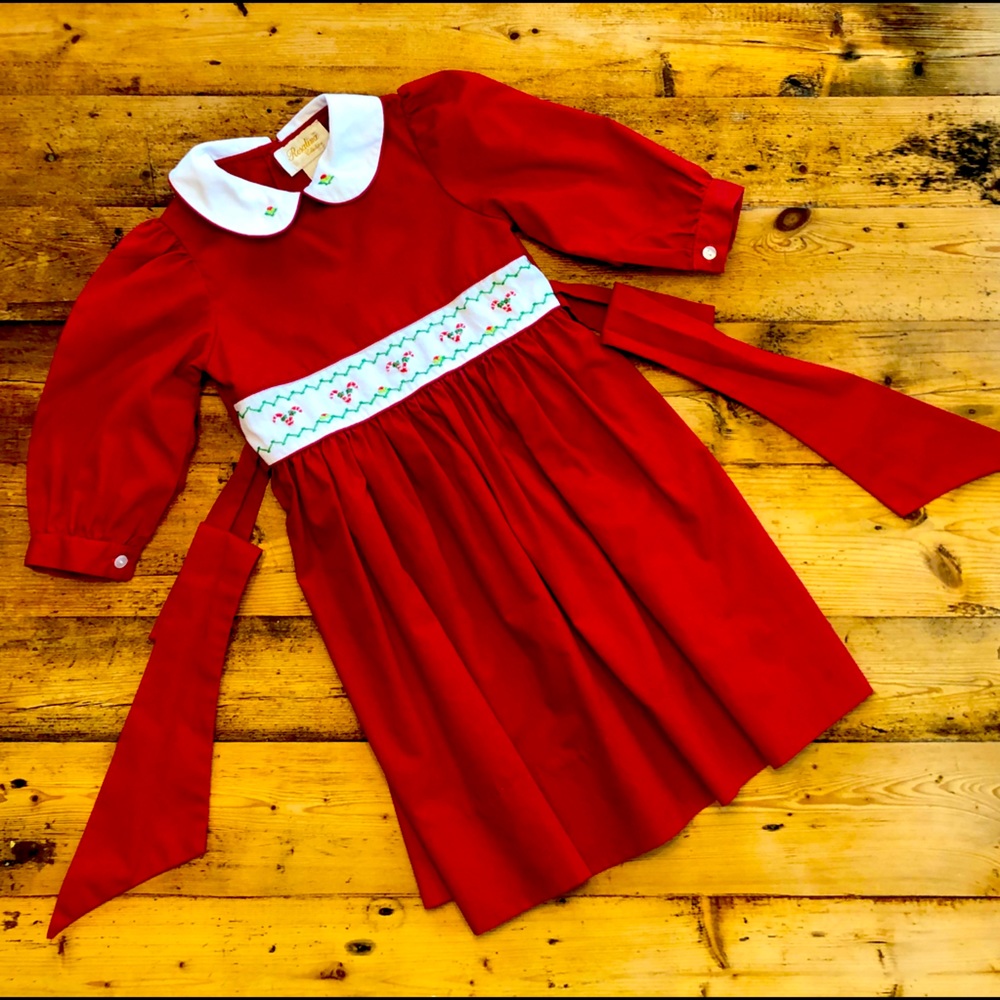 Smocked candy cane Christmas Dress